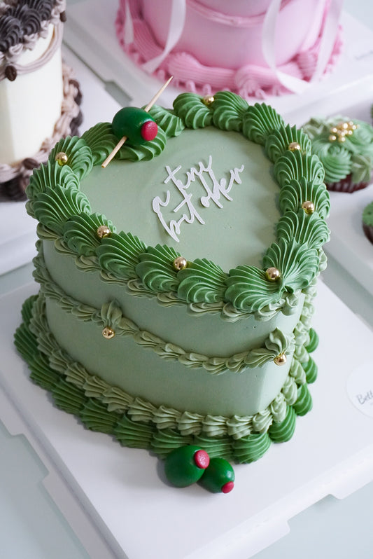 Green Custom Heart Cakes