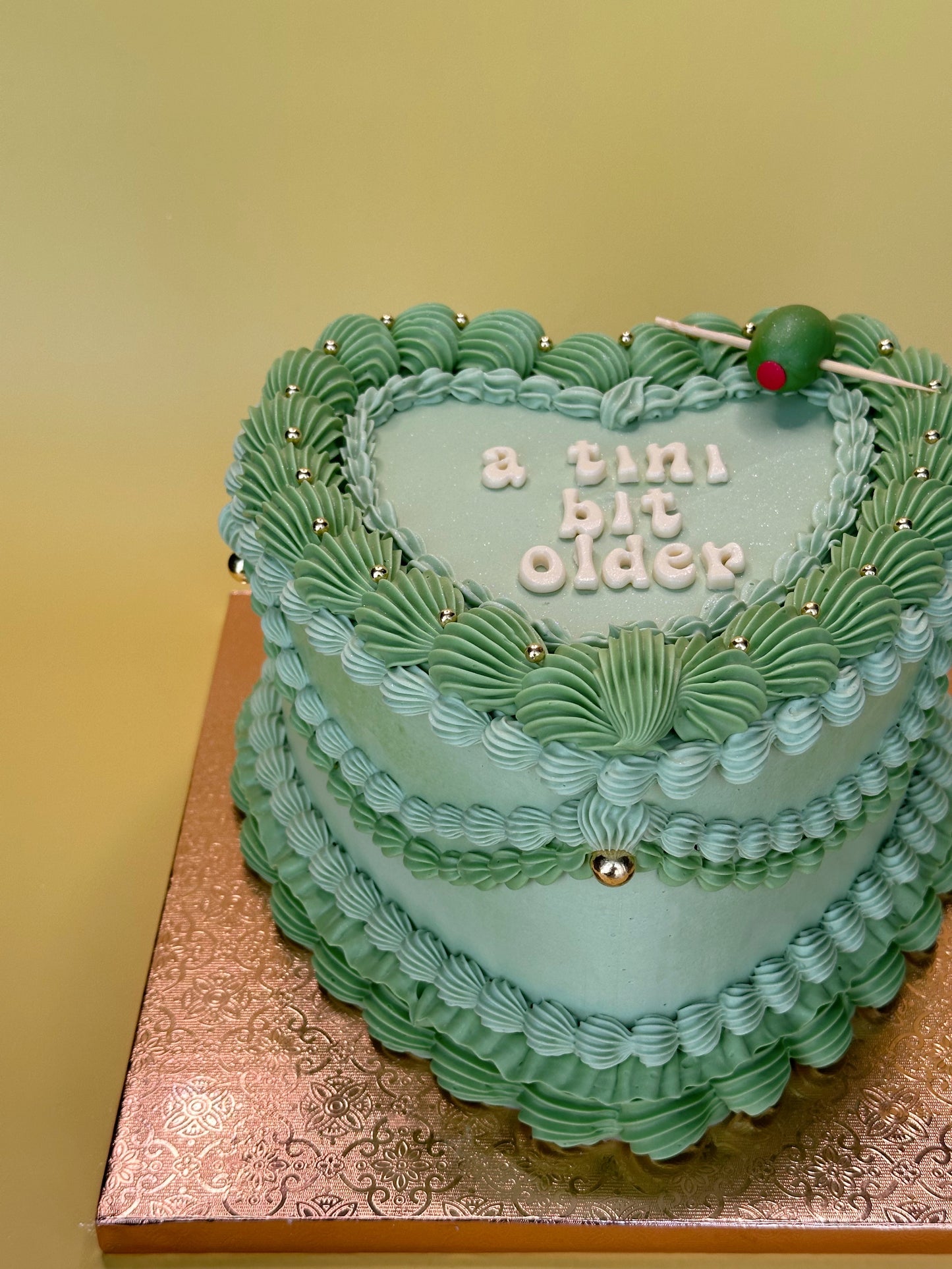 Green Custom Heart Cakes