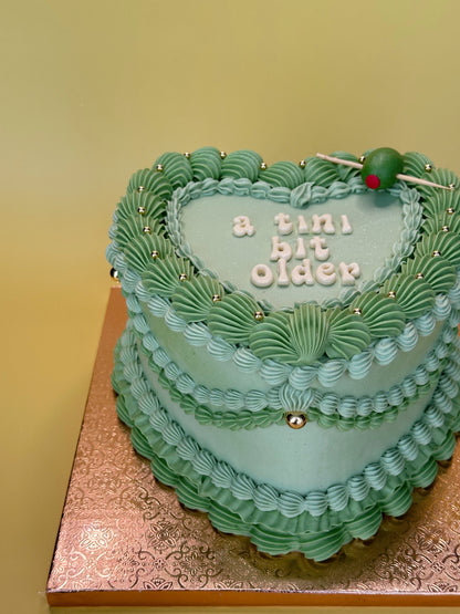 Green Custom Heart Cakes