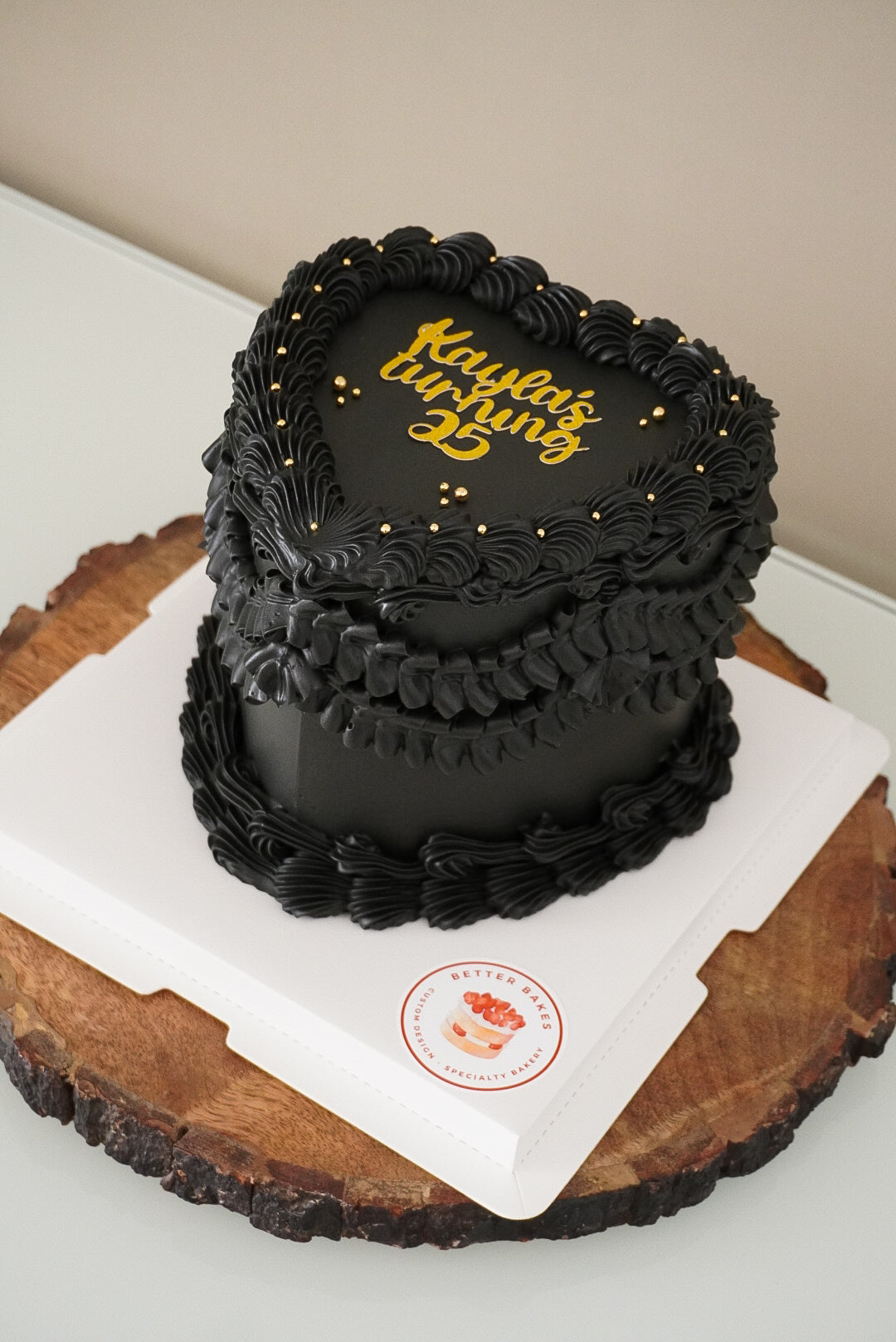 Black Custom Heart Cake