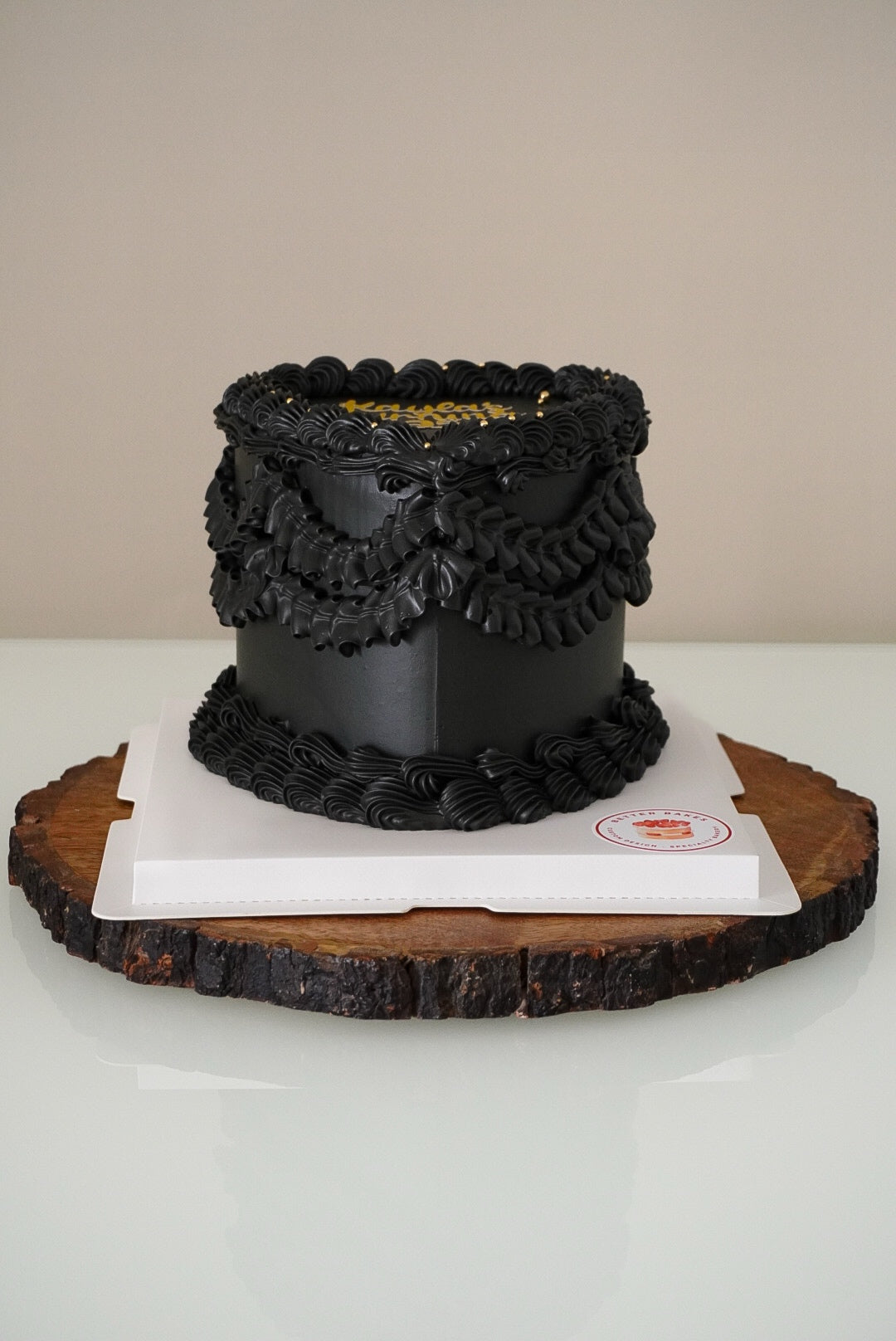 Black Custom Heart Cake