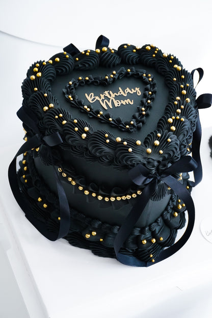 Black Custom Heart Cake