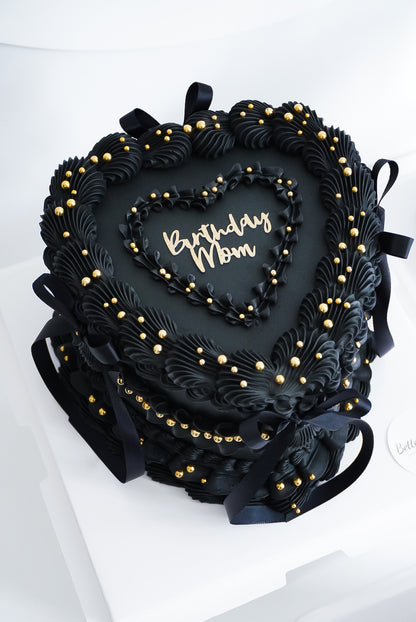 Black Custom Heart Cake