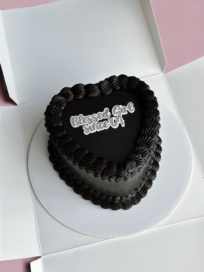 Black Custom Heart Cake