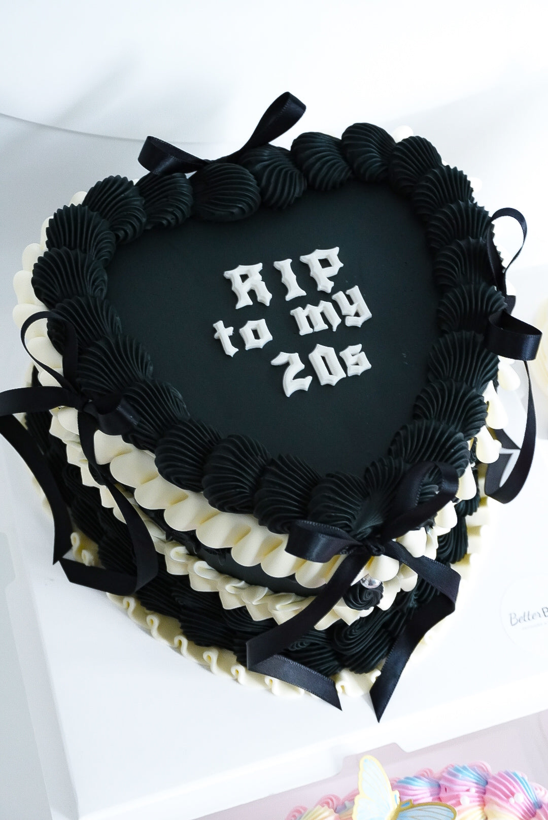 Black Custom Heart Cake