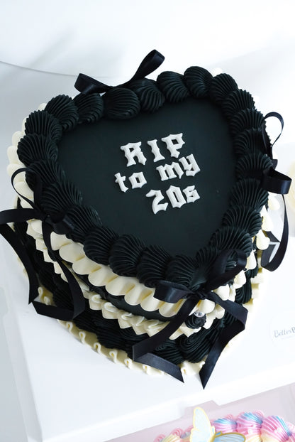 Black Custom Heart Cake