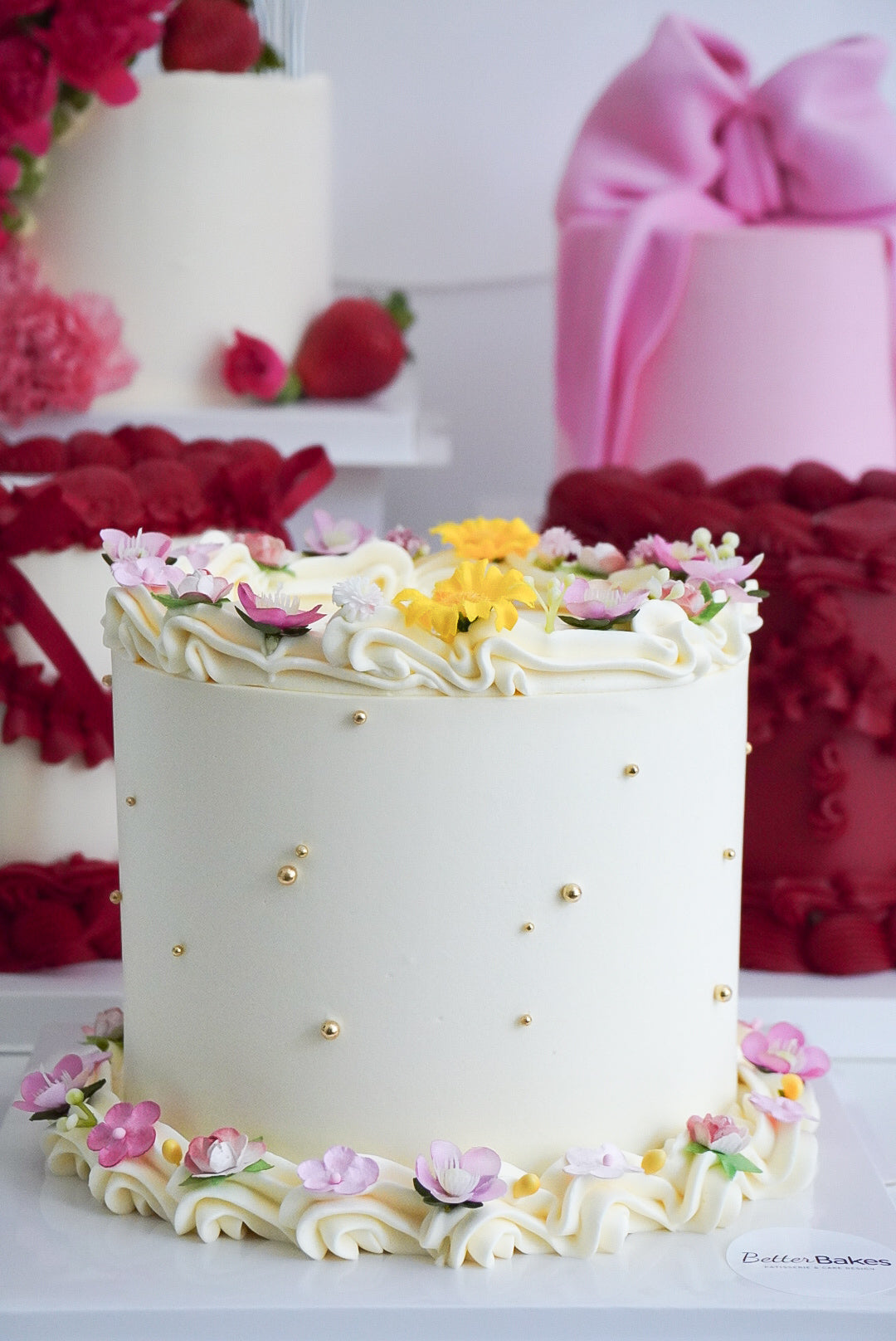 Faux Floral Round Cakes