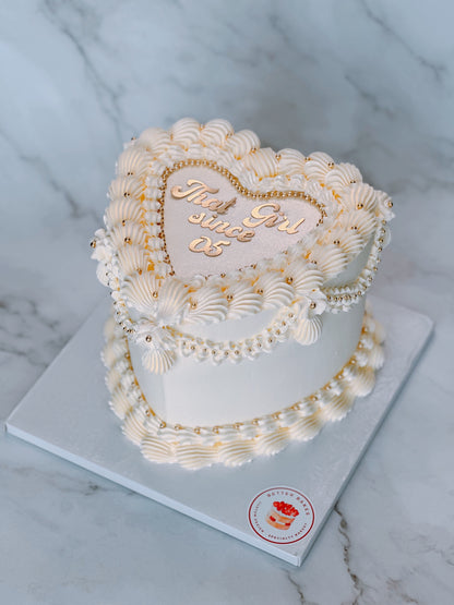 White Custom Heart Cakes