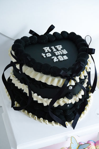 Black Custom Heart Cake