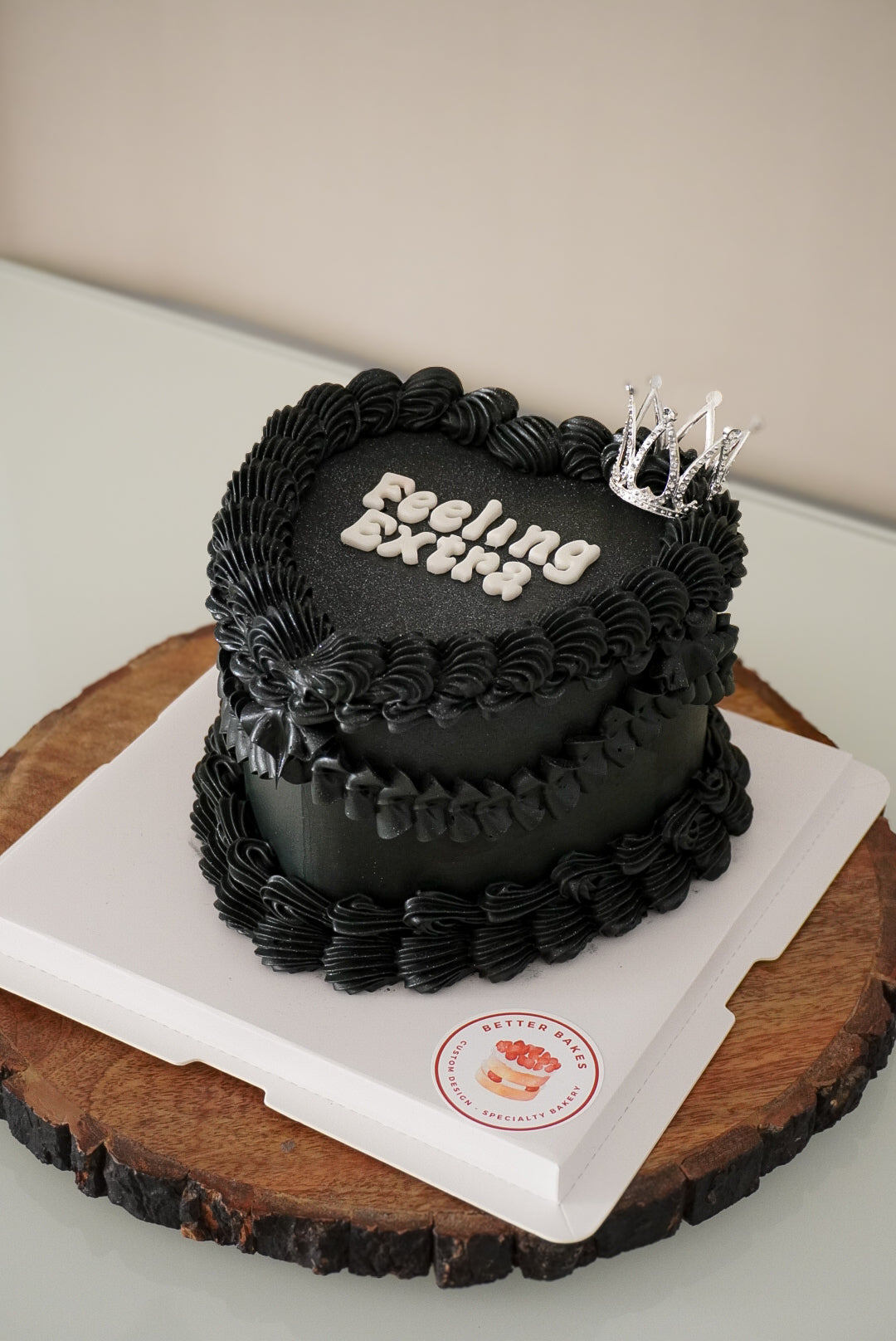 Black Custom Heart Cake