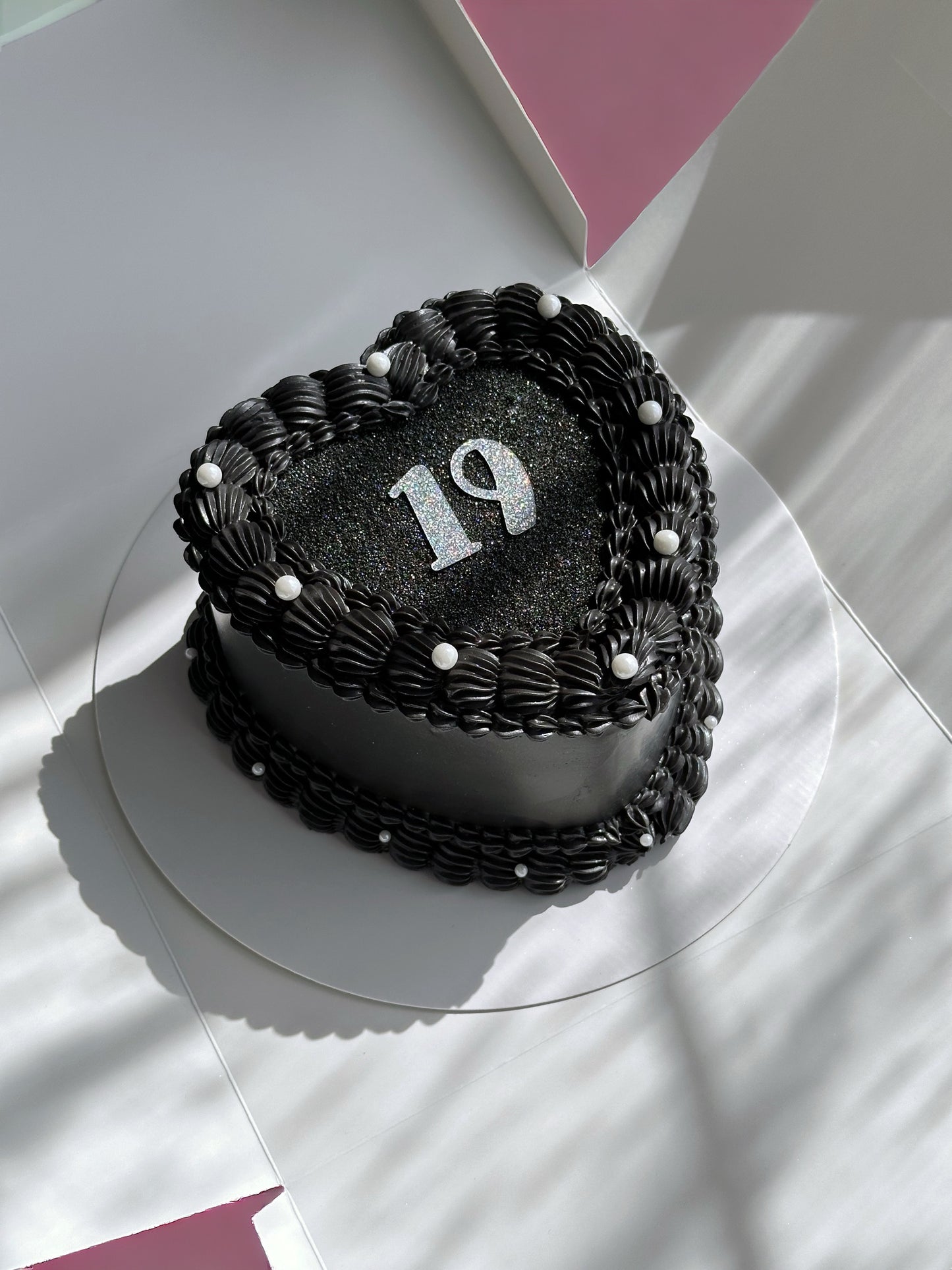 Black Custom Heart Cake