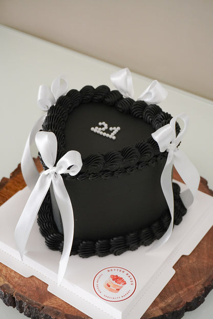 Black Custom Heart Cake