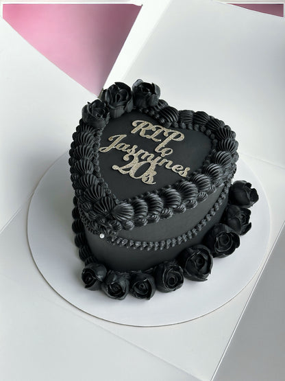 Black Custom Heart Cake