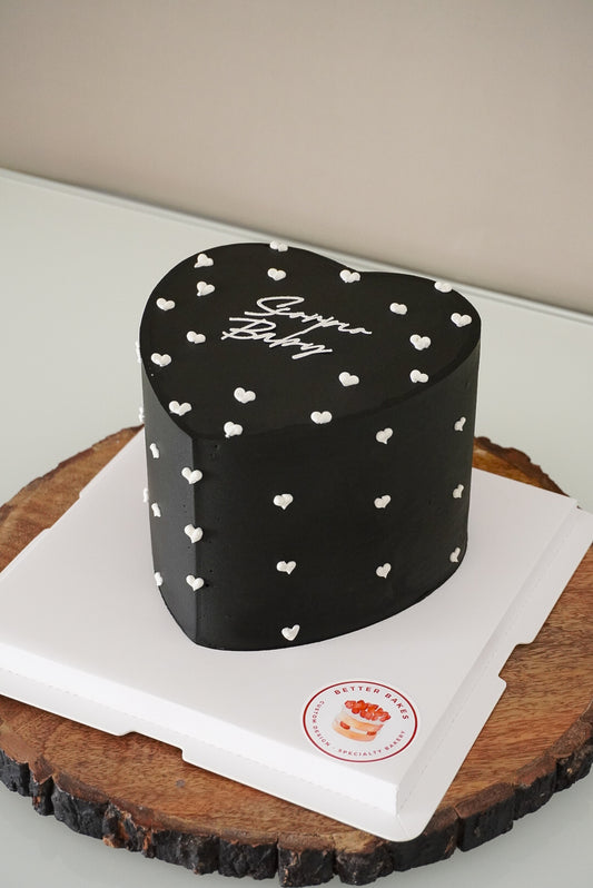 Black Custom Heart Cake