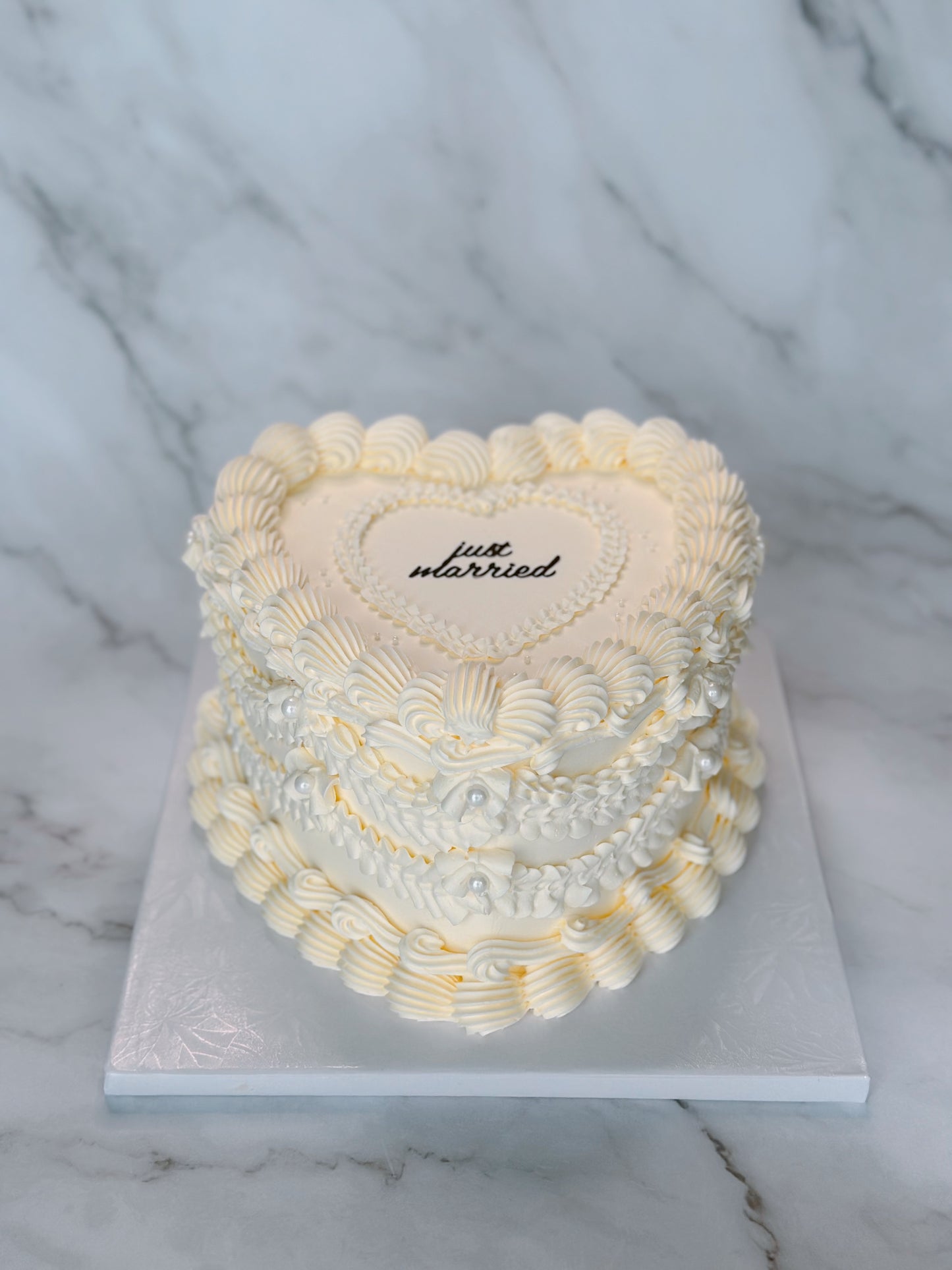 White Custom Heart Cakes