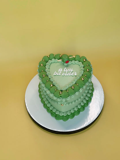 Green Custom Heart Cakes