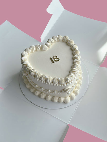 White Custom Heart Cakes