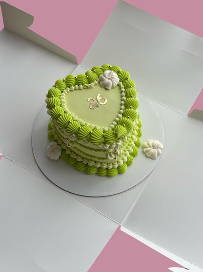 Green Custom Heart Cakes